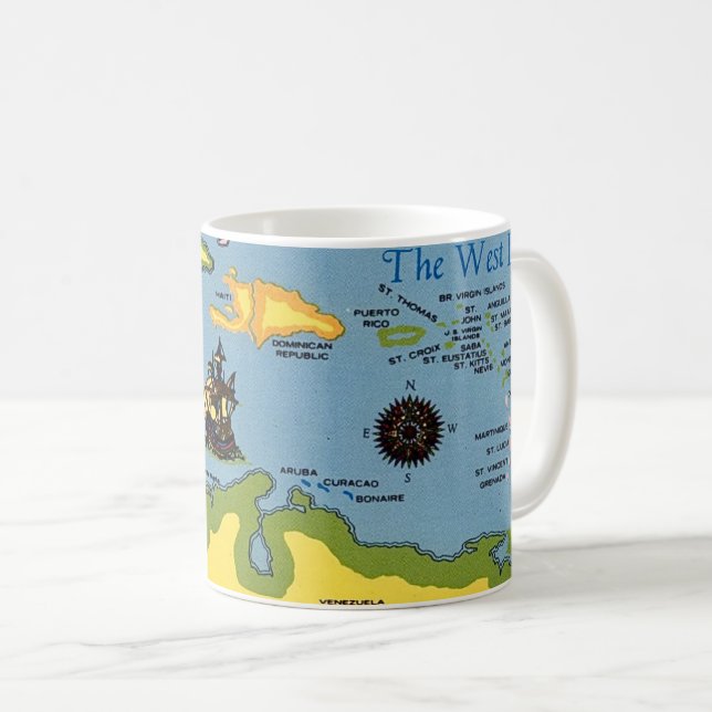 Taza De Café El mapa de las Indias Occidentales  (Anverso derecho)