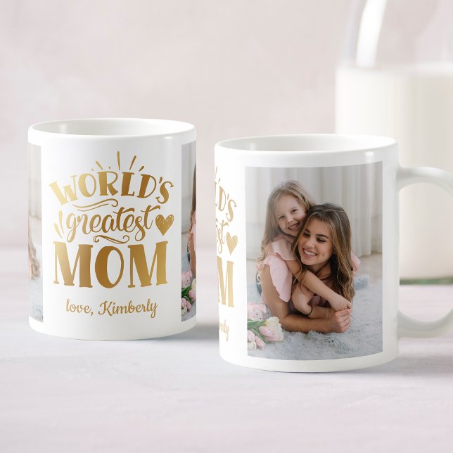 Taza De Café El mayor Collage de fotos personalizado de la madr (A personalized photo collage mug for the best mom ever. She’ll love it.)