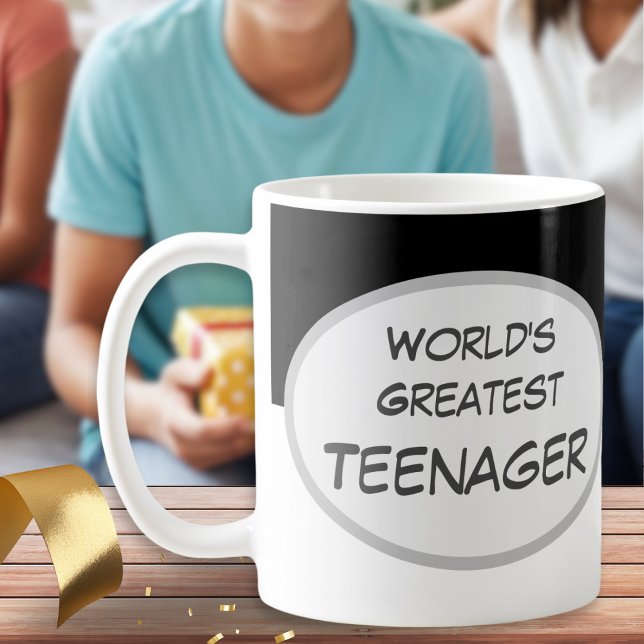 Taza De Café El mejor adolescente del mundo se burla de un feli (A birthday mug with 'World's Greatest Teenager' slogan)