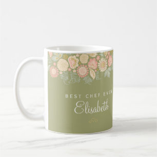 Taza De Café El mejor chef nombre personalizado coco rústico el