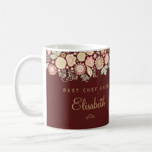 Taza De Café El mejor chef nombre personalizado elegante