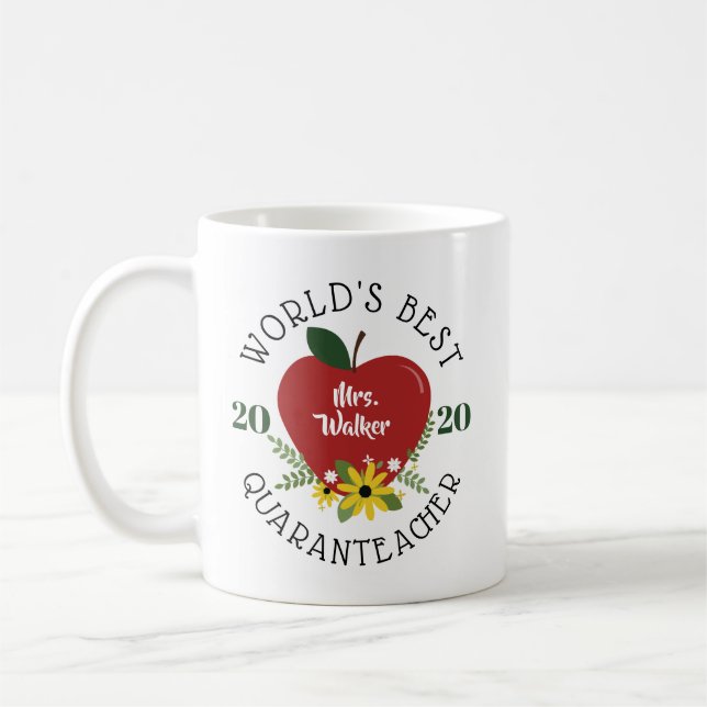 Taza De Café El mejor cuarto del mundo con flores de manzana ro (Izquierda)