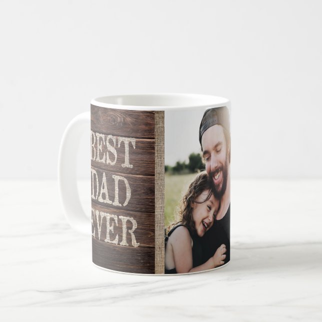 Taza De Café El mejor día de padre siempre de encargo rústico (Anverso izquierdo)
