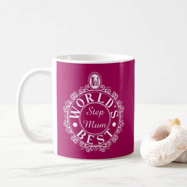 Taza De Café El mejor emblema del mundo sobre cerezo en su este (Con donut)