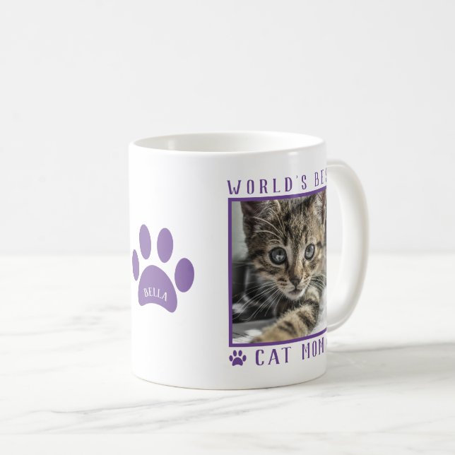 Taza De Café El mejor gato del mundo: Mascota de patas púrpuras (Anverso derecho)