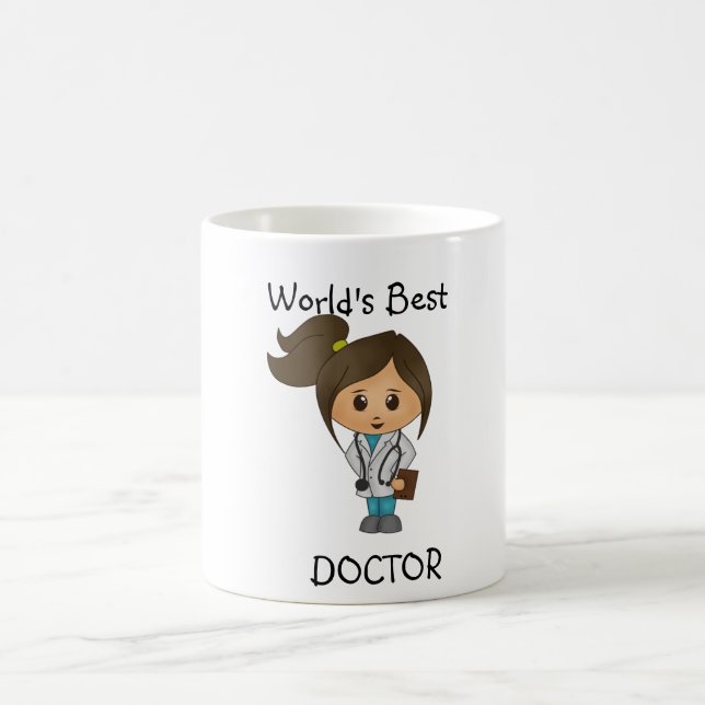 Taza De Café El mejor médico del mundo - Brunette femenino (Centro)