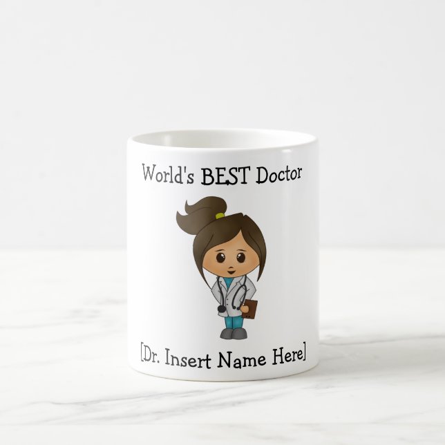 Taza De Café El mejor MÉDICO del mundo personalizado, hembra (Centro)