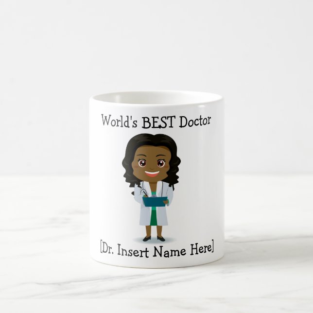 Taza De Café El MEJOR médico del mundo personalizado, hembra (Centro)