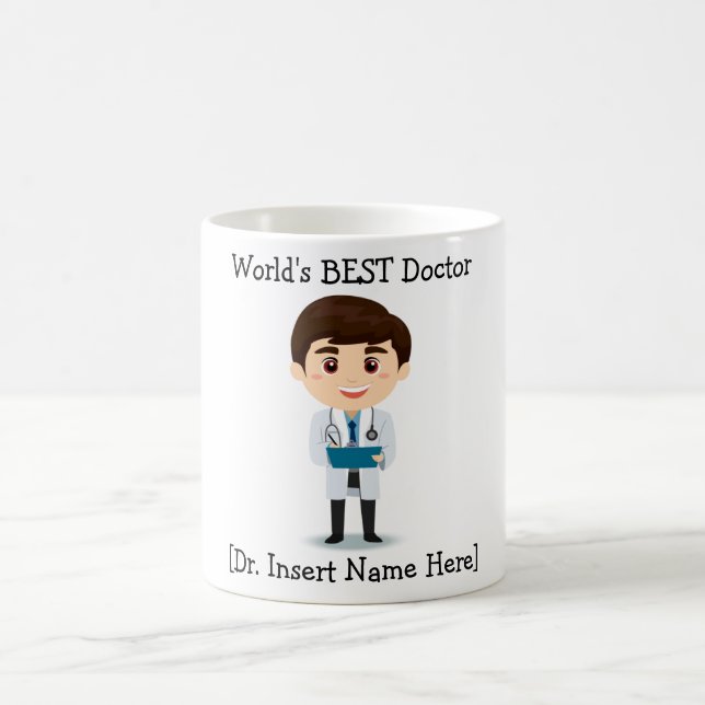 Taza De Café El MEJOR médico del mundo personalizado, varón (Centro)