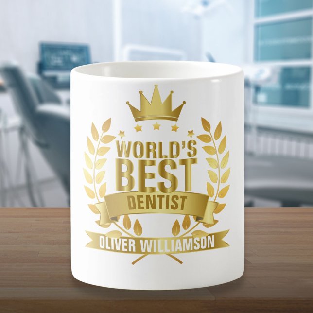 Taza De Café El mejor oro dentista del mundo 5 estrellas (World's Best Dentist Gold 5 Star Coffee Mug)