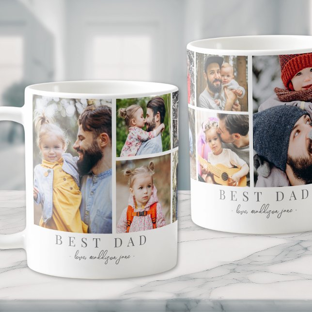 Taza De Café El mejor padre del Collage de fotos (Best Dad Photo Collage Father Coffee Mug )