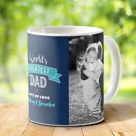 Taza De Café El mejor papá del mundo 2 Foto Turquesa Tipo Azul