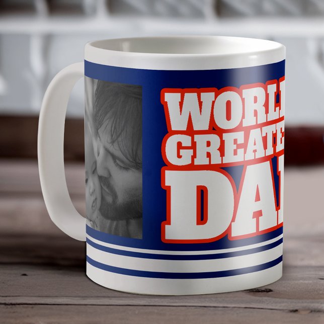Taza De Café El mejor papá del mundo agregar 2 fotos azul rojo  (Subido por el creador)