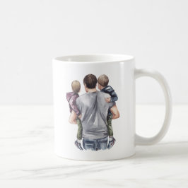 Taza De Café El mejor papá del mundo sostiene a sus dos hijos