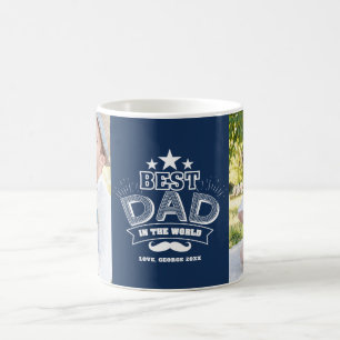 Taza De Café El mejor papá en el día de padre azul de la foto