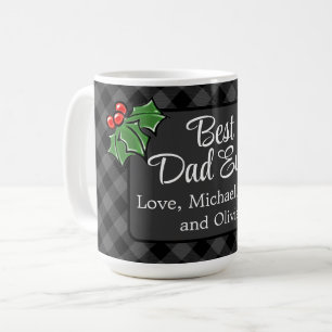 Taza De Café El mejor papá jamás Navidad el clásico gris Plaid
