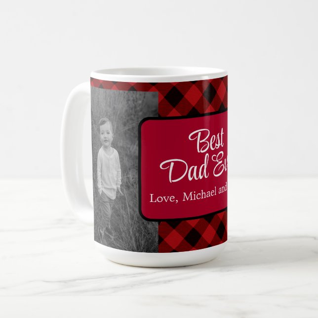 Taza De Café El mejor papá jamás Navidades el clásico rojo Plai (Anverso izquierdo)