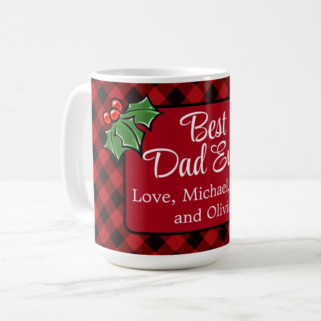 Taza De Café El mejor papá jamás Navidades el clásico rojo Plai (Anverso izquierdo)