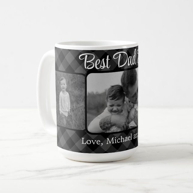 Taza De Café El mejor papá jamás Navidades patrón clásico de pl (Anverso izquierdo)