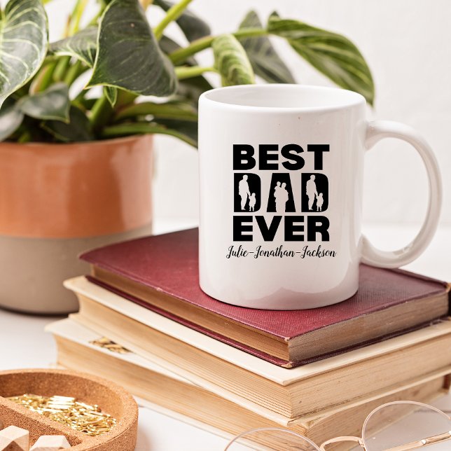 Taza De Café El mejor papá jamás niño Silhouette personalizado (Subido por el creador)