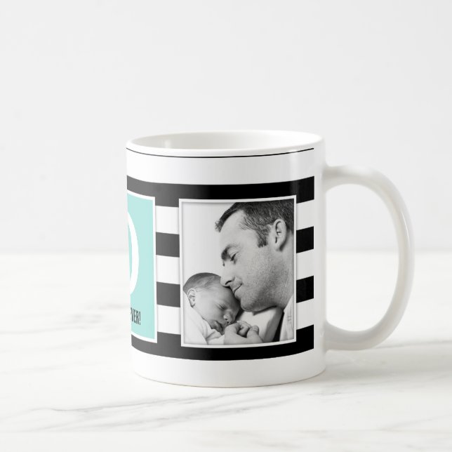 Taza De Café ¡El mejor papá nunca! ¡Con la foto y el monograma (Derecha)