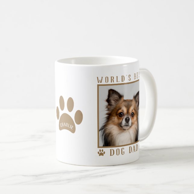 Taza De Café El mejor perro del mundo papá papá pintar nombre d (Anverso derecho)