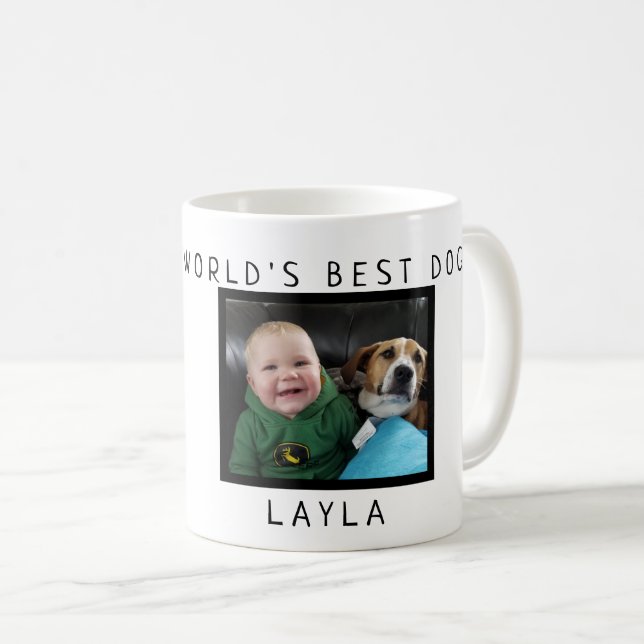 Taza De Café El mejor perro del mundo personalizado con la foto (Anverso derecho)