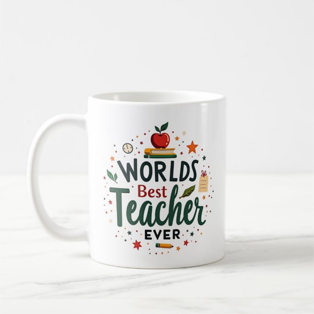 Taza De Café El mejor profesor del mundo - Personalizado (Izquierda)