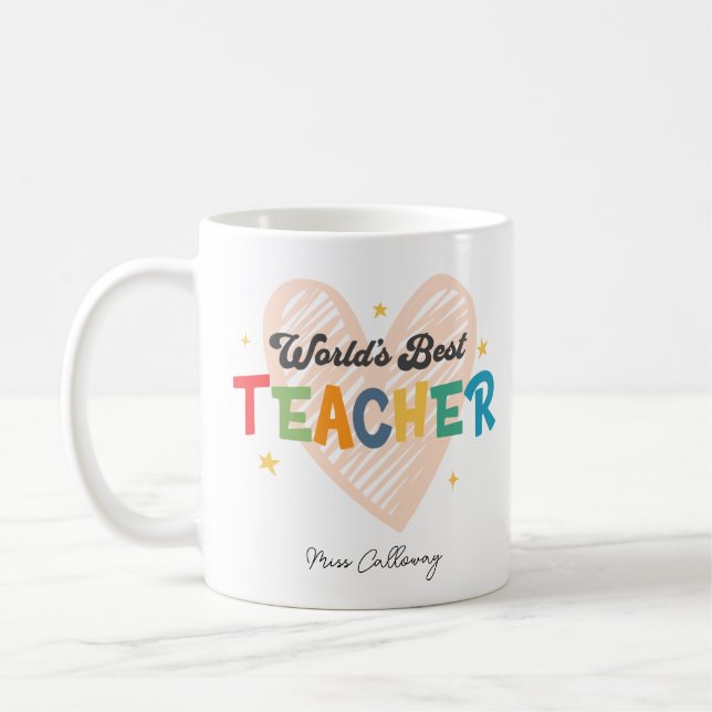 Taza De Café El mejor profesor del mundo personalizado (Izquierda)