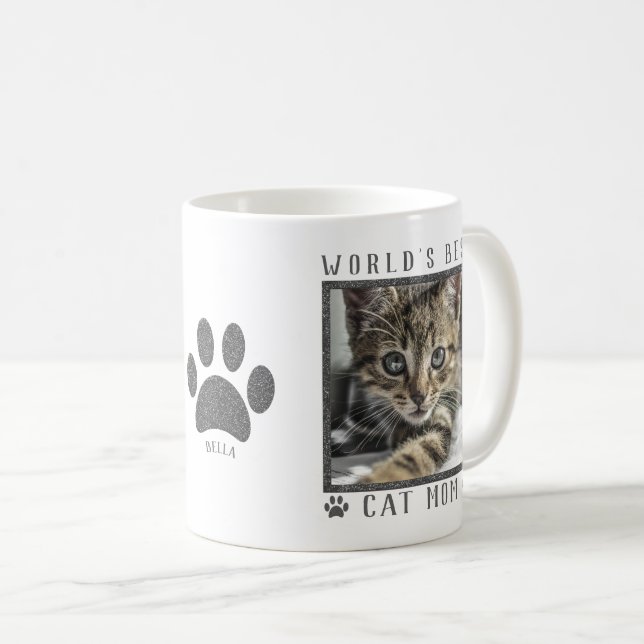 Taza De Café El mejor Purpurina plateado de la mamá del mundo m (Anverso derecho)