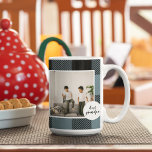 Taza De Café El mejor regalo de abuelo con foto de color azul y<br><div class="desc">Este regalo para el abuelo de Blue and Black Plaid es una manera única y atenta de mostrar tu aprecio y amor por tu abuelo. El marco está hecho de una tela de manta azul y negra de alta calidad que le da un ambiente rústico y encantador. Las palabras "Mejor...</div>