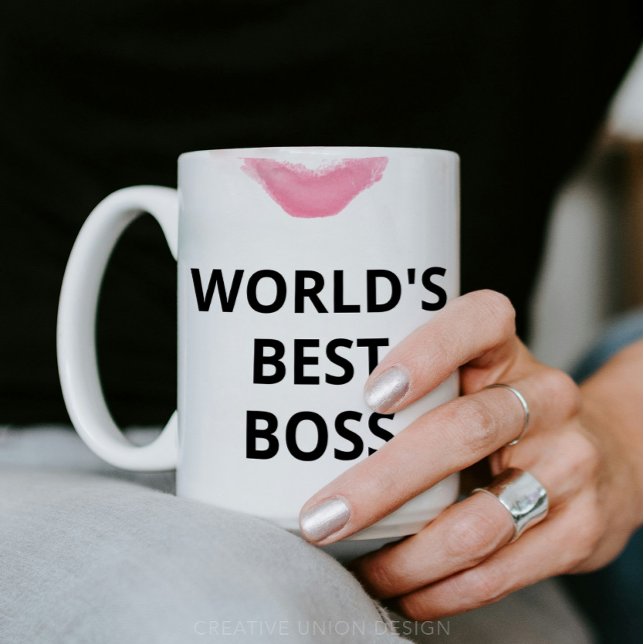 Taza De Café El mejor regalo de pintalabios para su jefe en el  (World's Best Boss Mug - Gift for Boss Lady)