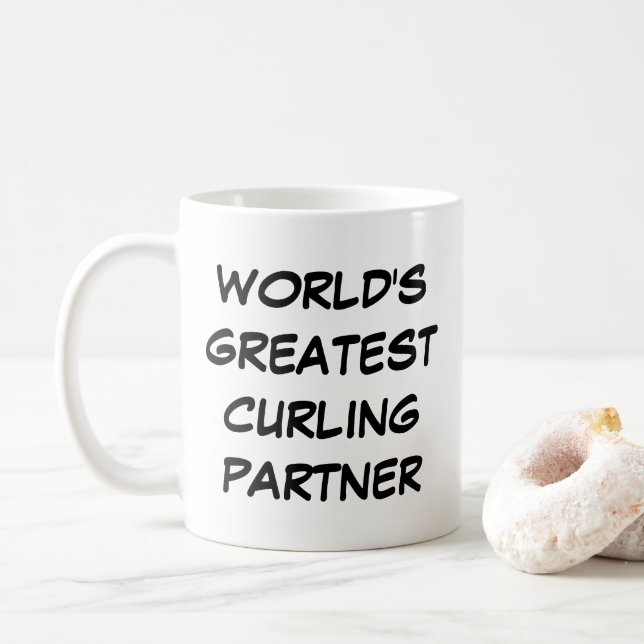 Taza De Café "El mejor socio curling del mundo" (Con donut)