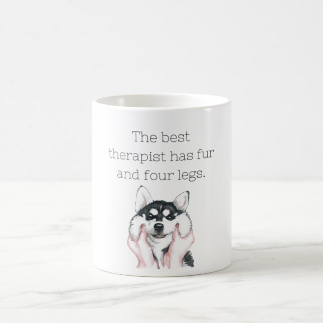 Taza De Café El mejor terapeuta tiene piel y cuatro patas. (Centro)