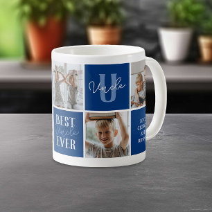 Taza De Café El mejor tío moderno Collage de fotos azul