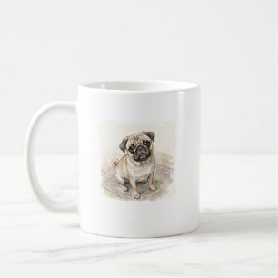Taza De Café El mendigo imperial: Pug de acuarela