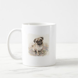 Taza De Café El mendigo imperial: Pug de acuarela
