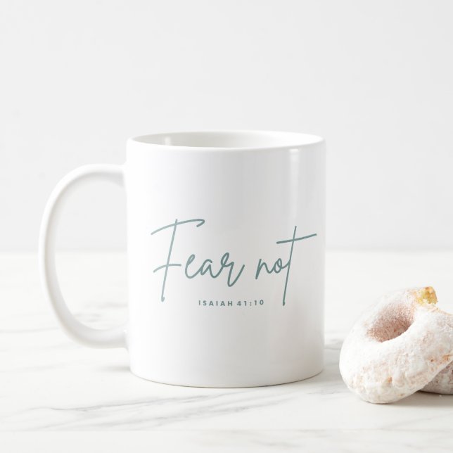Taza De Café "El miedo No". Isaías 41:10 (Con donut)