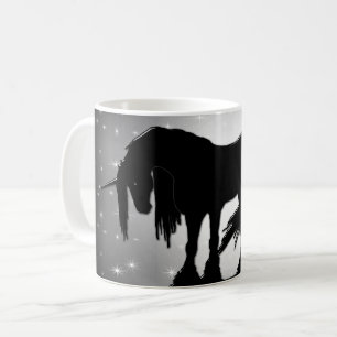 Taza De Café El místico unicornio negro (luna oscura)
