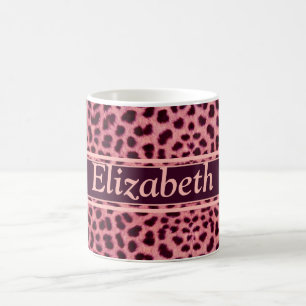 Taza De Café El modelo rosado de la piel del leopardo