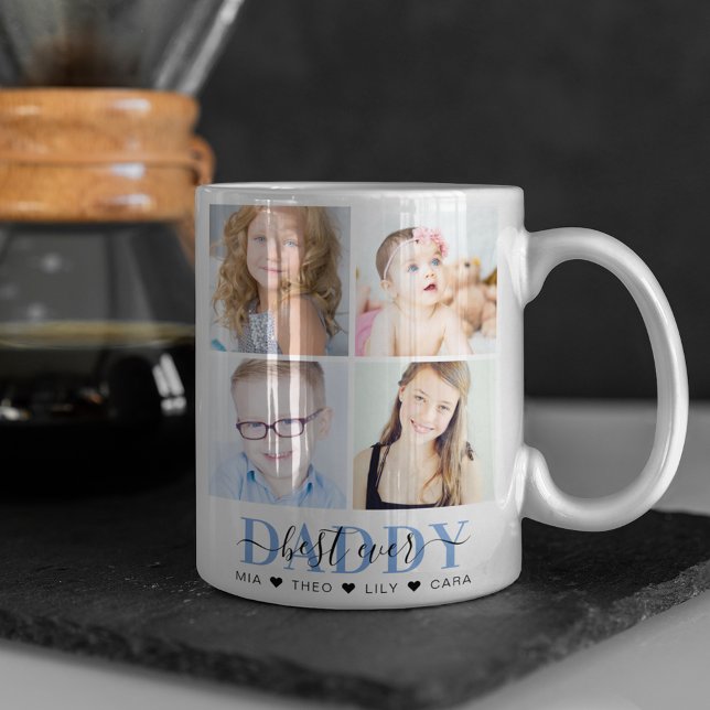 Taza De Café El moderno Collage de fotos Insta "Mejor Papi" (Subido por el creador)