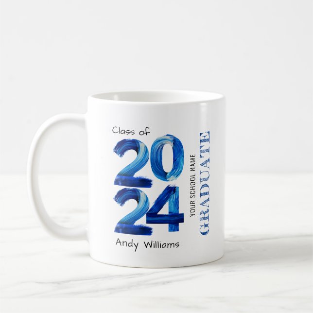 Taza De Café El moderno regalo de graduación 2024 Azul (Izquierda)