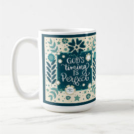 Taza De Café El momento de Dios Verde azulado azul inspirador c