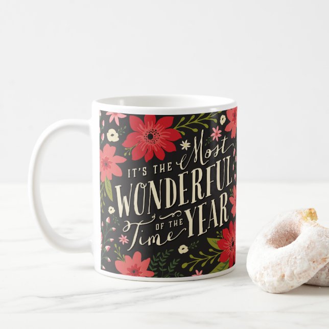 Taza De Café El momento más maravilloso de la floral navideña (Con donut)