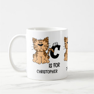 Taza De Café El monograma C del personalizado es para gatos lin