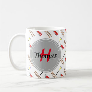 Taza De Café El monograma del modelo del bombero de la