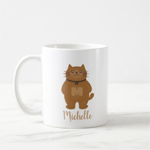 Taza De Café El monograma lindo dulce del amante del gato del