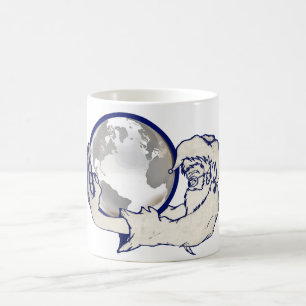 Taza De Café el mundo entero en mano de monos