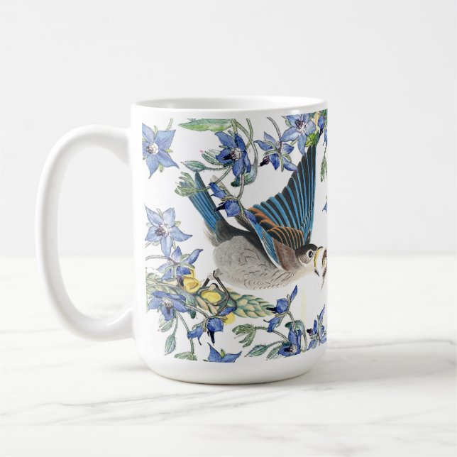 Taza De Café El narciso de los pájaros del Bluebird de Audubon (Izquierda)