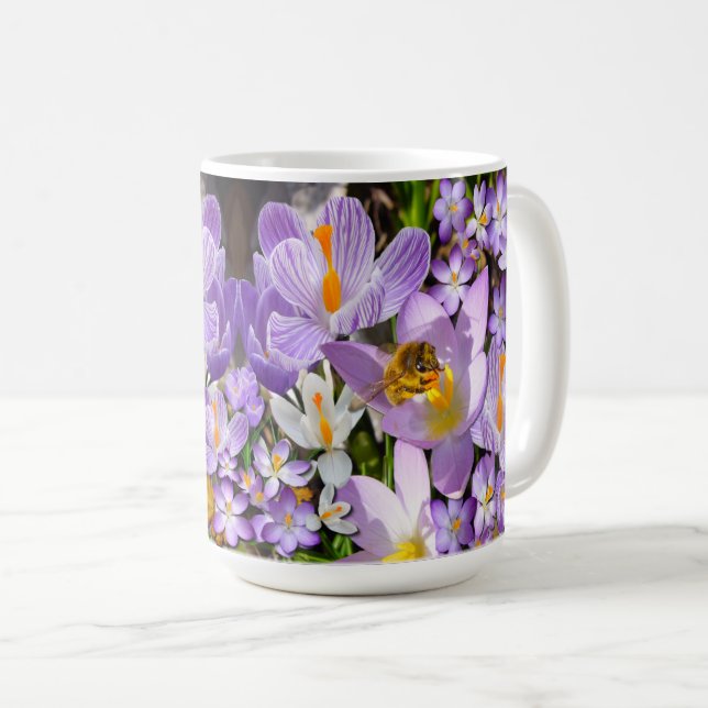 Taza De Café El néctar de las abejas de las flores de Crocus (Anverso derecho)